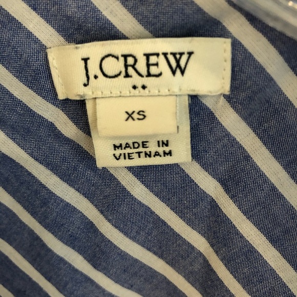 J Crew Tie-Front Blue and White Striped Shirt XS - Picture 3 of 5